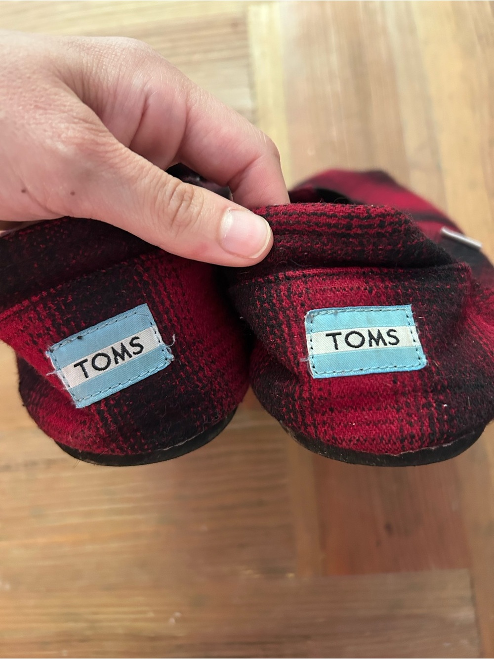 TOMS Red and Black Plaid Slip-On Shoe - Picture 3 of 4